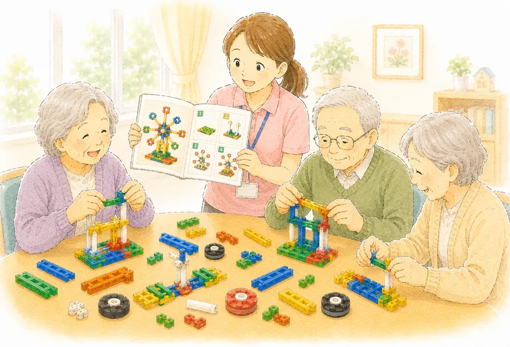 レクガイドを見せながら進行する職員